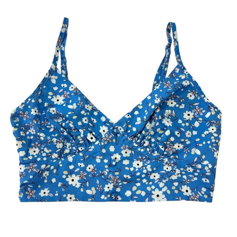 Women’s Shein Blue Floral Strappy Crop Top, Size XS